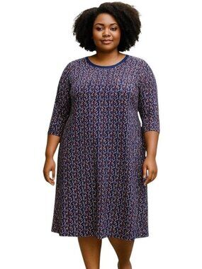 Lauren Ralph Lauren Midi Dress Blue Size 2X Preppy Party Career Vacation Plus